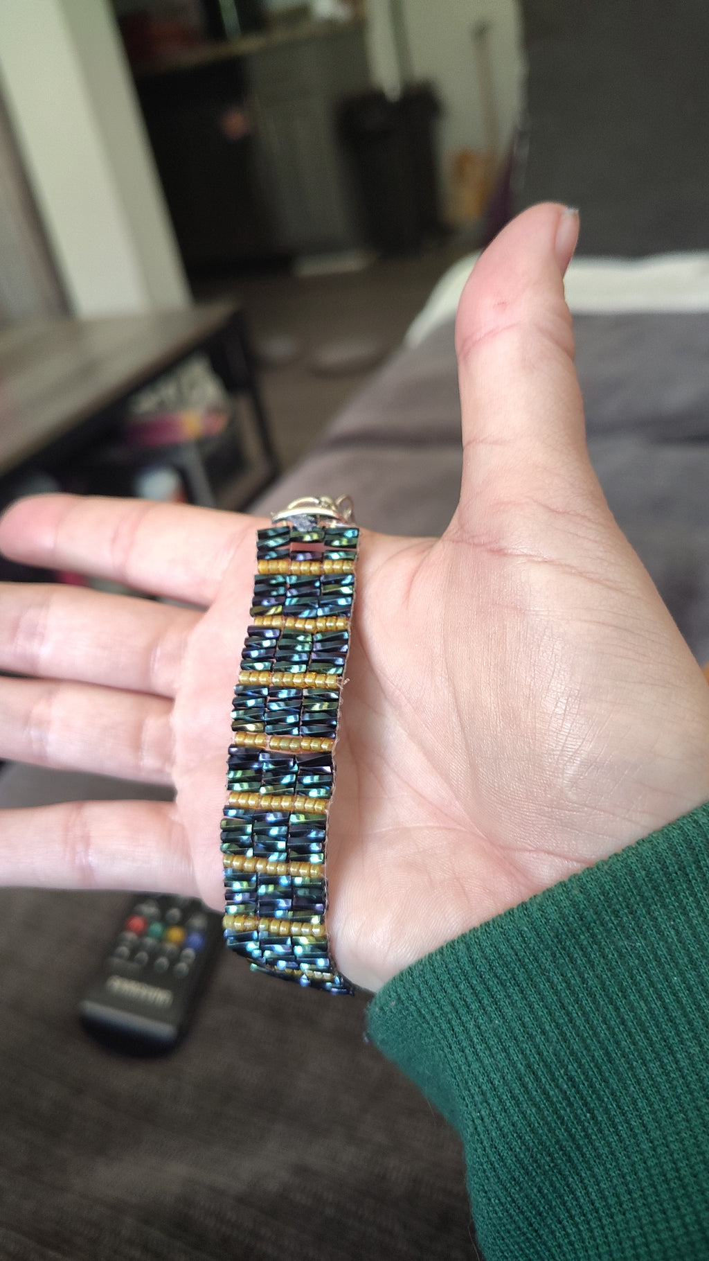Men's handmade glass bead bracelet