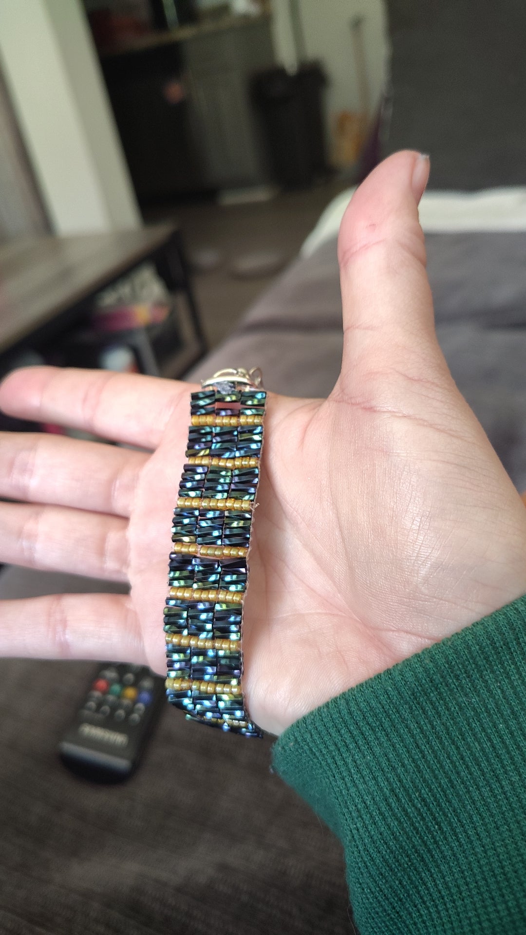 Men's handmade glass bead bracelet